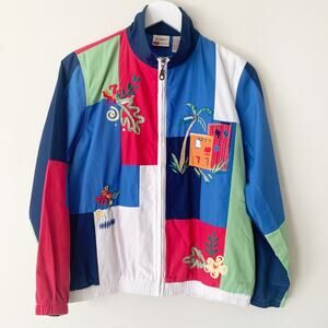 Vintage Koret Jacket S Petite Embroidered Grandmacore Art to Wear Multicolor